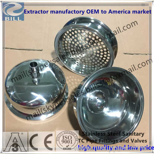 Stainless Steel Sanitary Bowl Reducer bottom with a spray ball top is male npt connect