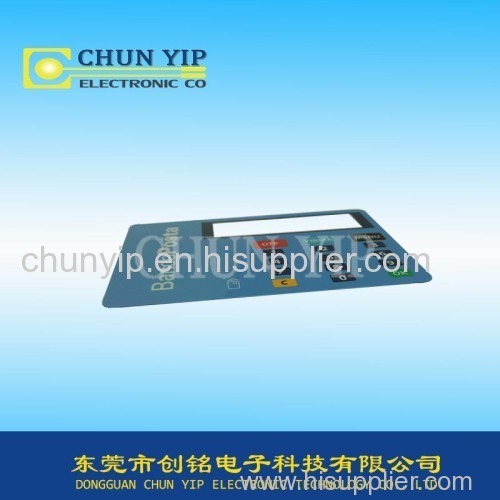 Small membrane front panel with transparent LCD window display