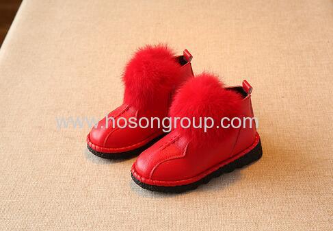 Winter children PU leather shoes with fur