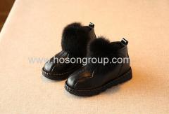 Winter children PU leather shoes with fur