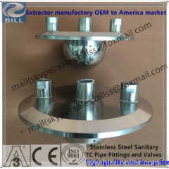 Sanitary Stainless Steel Customs Tri Clamp Cap with female npt and bottom spray balls