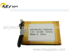 Li-polymer battery pack 7.4V 4000mAh 606090 electrical devices battery GPS battery