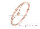 Stainless Steel Rose Gold Diamond Bangle Bracelet / Rose Gold Charm Bracelet