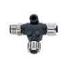M12 T Adapter Connector A Coding 5Pin Male Split to Female x 2 with CNC Screw