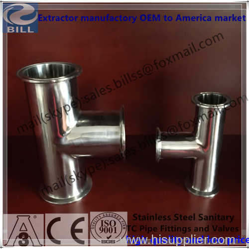 Stainless Steel Sanitary Long Type Tee with Tri Clamped End