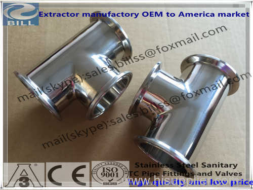 Stainless Steel Sanitary Short Type Tee with Clamped End