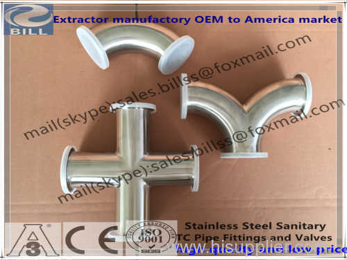 Stainless Steel Sanitary Tri Clamped Cross with mirror finished