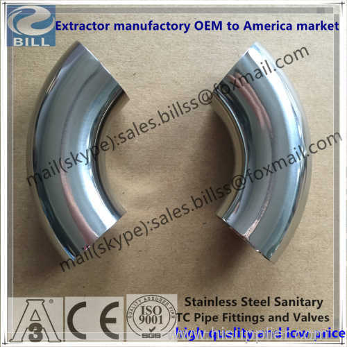 Stainless Steel Sanitary SS304 Mirror Finished 90 Degree Bend