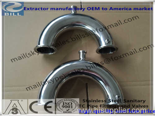 Stainless Steel Sanitary 180 Degree Bend With a Threaded Port