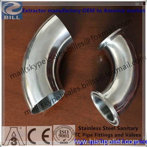 Stainless Steel Sanitary 90 Degree Elbow Clamped Welded End