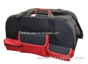 black and red zipper tool bag