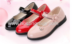 Children round toe ankle strap dress shoes