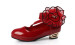 Low heel flower velcro and ankle strap children dress shoes