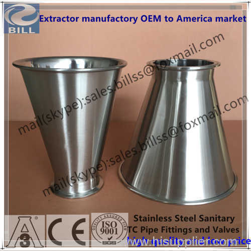 Sanitary Stainless Steel Tri Clamp Reducer Hopper with rounded bar