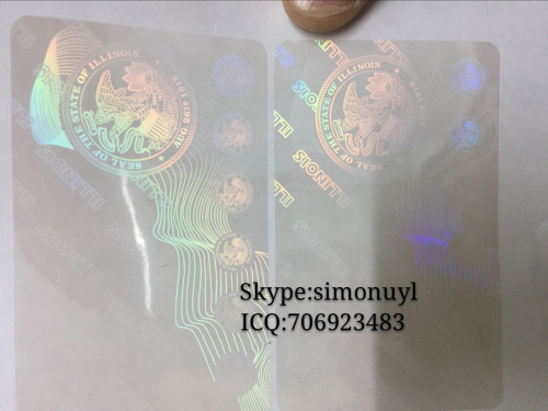 Illinois IL state ID overlay hologram sticker with UV