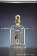 Frosted colored uniquely glass bottle for wine with cork vodka whiskey bottle