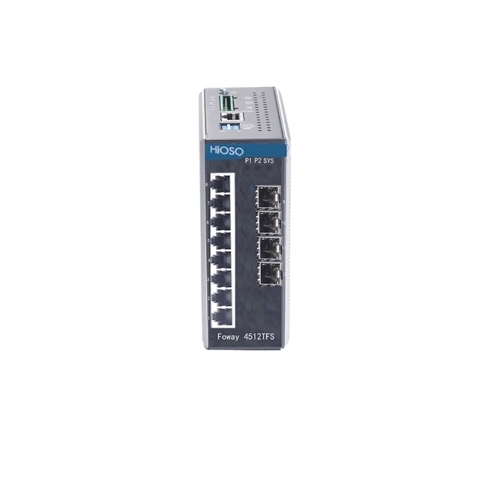 DIN Rail Industrial network switch 4 1000M FX + 8 10/100/1000M TP DIN rail Ethernet switch