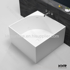 Pure white solid surface soaking freestanding square bathtub
