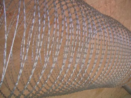 sharp galvanized razor barbed wire ISO 9001 factory/ concertina razor barbed wire (professional factory)