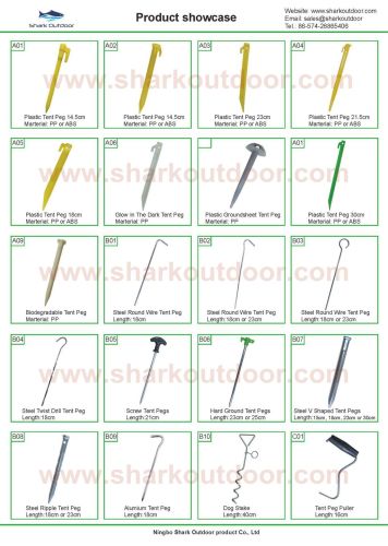 Plastic groundsheet tent peg tent stake