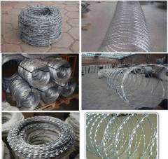 450mm 500mm coil razor barbed wire /BTO - 22 CBT - 65 concertina razor barbed wire/10m 8kg concertina