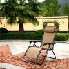 Zero Gravity Folding Reclining Lounge Patio Chair Oxford Fabric Brown