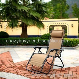 Zero Gravity Folding Reclining Lounge Patio Chair Oxford Fabric Brown