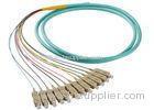 50 / 125 OM4 OM3 Optical Fiber Pigtail SC 12 Fiber Optic Jumper Cable With PVC Jacket