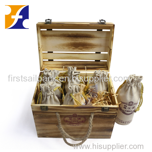 OEM Wooden wine case box Wooden wine bottle holder for 6 bottle wine storage box TOTALLY CUSTOMIZED