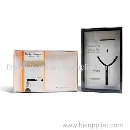 Wine Opener Boxes With Transparent Plastic PVC Window Wine Bottle Opener set Box