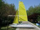 Yellow PVC Inflatable Sailing Boat 4.5m T6 Aluminum Mast With Two Sails