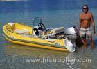 Yellow Small Rib Boat Outside PVC Layer Fiberglass Hull 390cm With Canopy