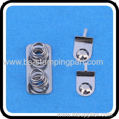 Customized Iron battery contact with two spring on one plate with nickel plated