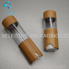 Bamboo packaging Airless Clear plastic Bottle Bamboo cap Cosmetic Empty Packaging bottles
