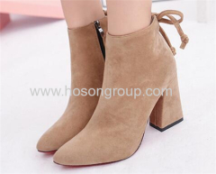 Faux suede chunky heel pointy toe dress ladies boots