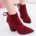 Faux suede chunky heel pointy toe dress ladies boots