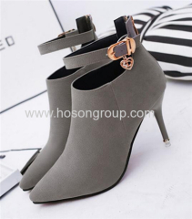 Stiletto heel ankle strap pointy toe ladies dress boots