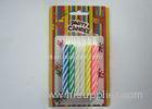 Fancy Striped Birthday Candles / Spiral Multi Colored Candles For Festival Party