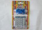 Disposable Wax Magic Relighting Candles Striped Shaped Blue And White