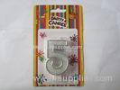 5 Shaped Number Birthday Candles Silver Border 13.5G / Psc For Anniversary Party