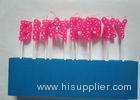 Pink Letter Birthday Candles 13 Pcs / Pack Odorless With White Dots Decoration