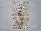 ISO Approved Wax Number Birthday Candles Unscented Colorful Border Glitter
