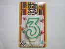 Muffin Decoration Number 3 Birthday Candle White With Green Outline