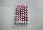 Purple Twisted Wax Spiral Birthday Candles 12 Pcs / 29.4G For Home Decoration