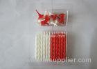 Stripped Wax Unscented Pillar Candles Lovely White Red Dia 0.5 cm 6 cm Height
