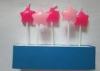 Star Shape Pick Candles Rose Red Pink Birthday Cake Decoration 5 Pcs / Set