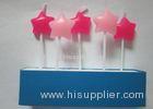 Star Shape Pick Candles Rose Red Pink Birthday Cake Decoration 5 Pcs / Set