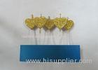 Sweet Pick Candles 5pcs 6.3g Golden Heart Shape for Shining Decorating