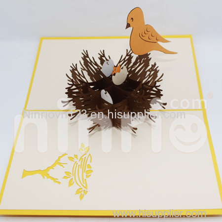 Bird nest Pop Up Card Handmade Greeting Card