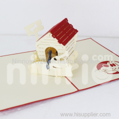 Dog house Pop Up Card Handmade Greeting Card